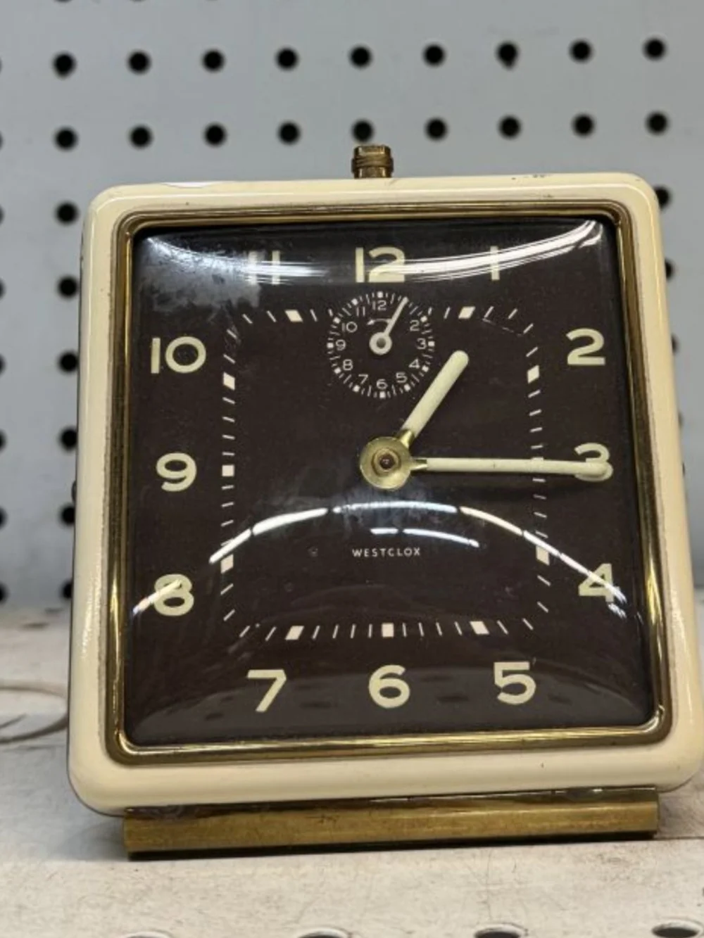 Westclox Vintage-Style Cream and Brown Table Alarm Clock